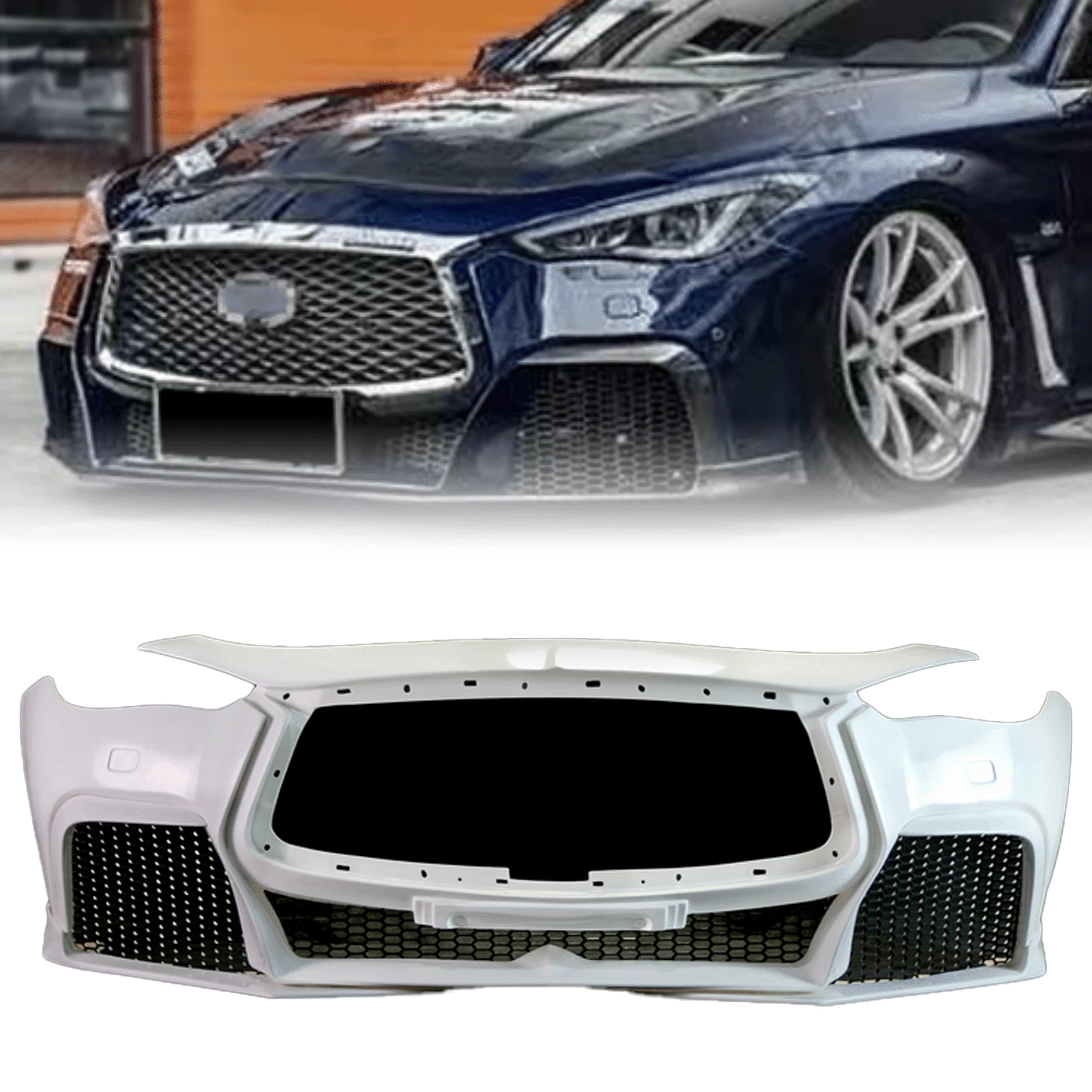 

For Infiniti Q60 Project Black S Concept Fiberglass Front Bumper 4Pcs Body Kit