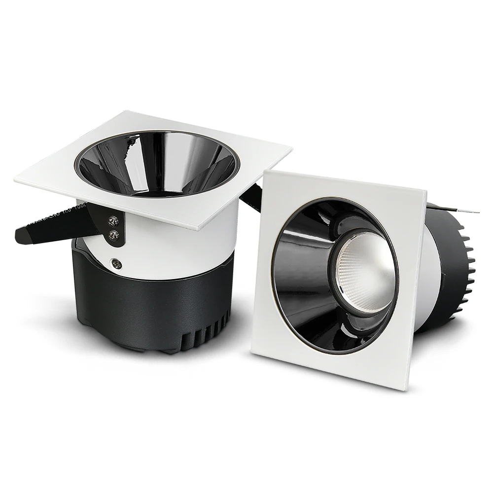 

Anti-Glare Square Ceiling Spot Lights Angle Adjustable Recessed led Downlights 7W 12W 15W 18W for Hotel Pic Background Aisle