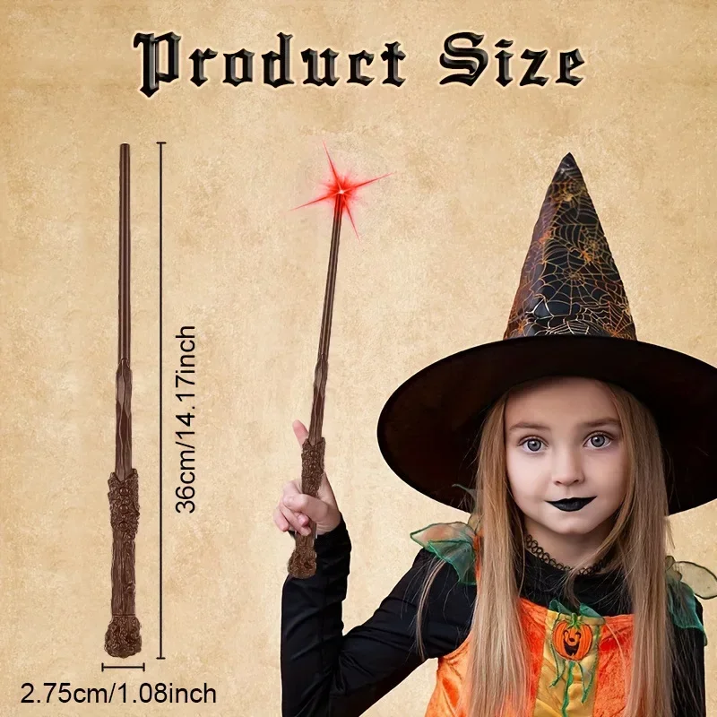 Baguette magique Harries 36cm, accessoire de décoration de spectacle pour enfants, sorcière d'halloween scintillante