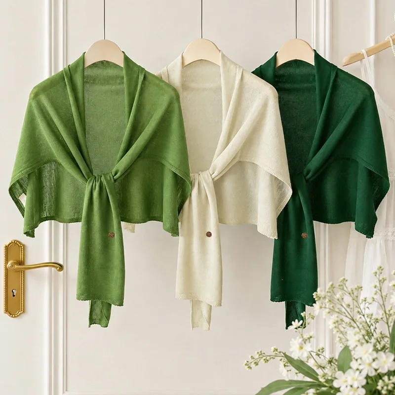 Shawl Slub Cotton Lightweight Solid Knitted Air Conditioning Office Cardigan Sun Protection Summer Women