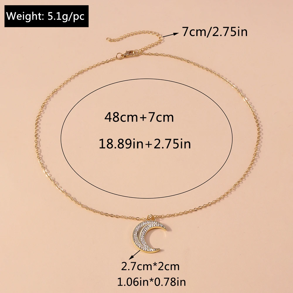 Aihua Exquisite Y2K Gold Farbe Kristall Sonne Mond Sterne Halsketten für Frauen Koreanische Temperament Schlüsselbein Kette Geburtstag Schmuck Geschenk – Detail 14