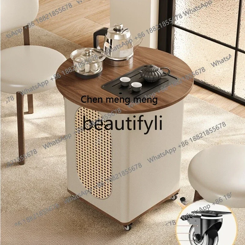 

Movable coffee table living room household with wheel tea table sofa side few small balcony cream wind h