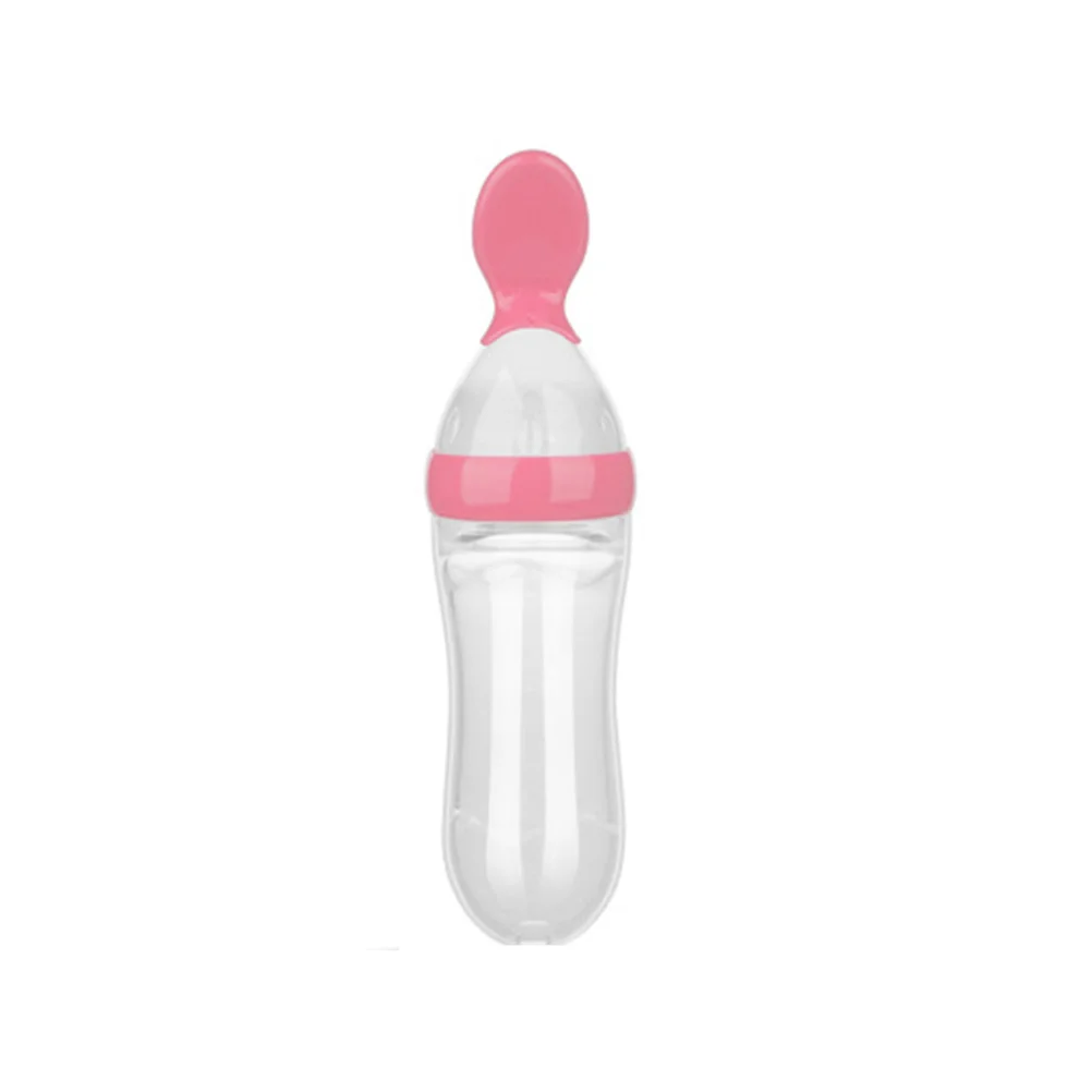 

90ml Silicone Rice Cereal Bottle Baby Squeeze Feeder Infant Food Dispensing Spoon Feeding Aid Baby Squeeze Feeder