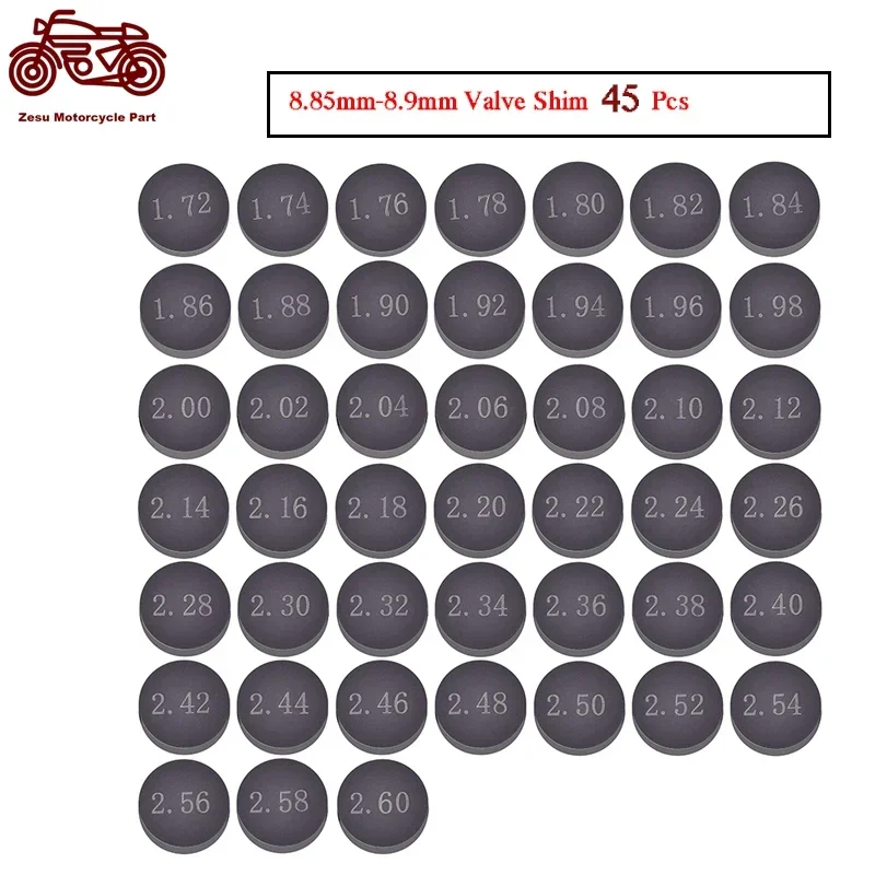 

Motorcycle Parts 8.85mm-8.9mm Thickness 1.72mm-2.6mm Valve Shims Kit For KT/M SX SXF XCF EXC SXFE XCFW 250 350 450 505 2005-2014