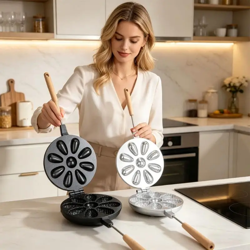 9 Pocket Round Baking Tool For Home Use Durable Metal Build Perfect For Family Breakfast And Snacks 37JD