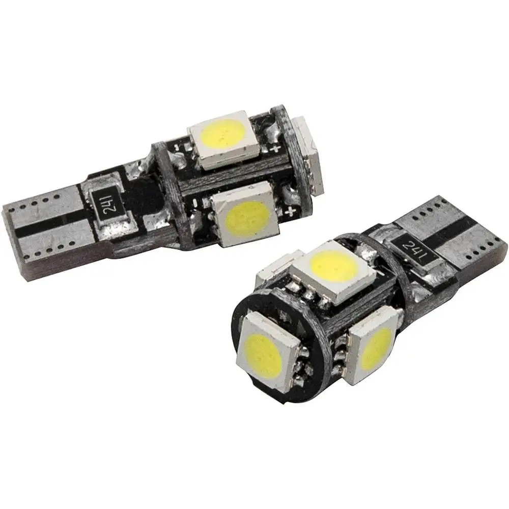 2Pcs Car 12V T10 5050 SMD LED Side Lights Bulbs Turn Signals Tail Lights 6500K  White Super Bright High power LED