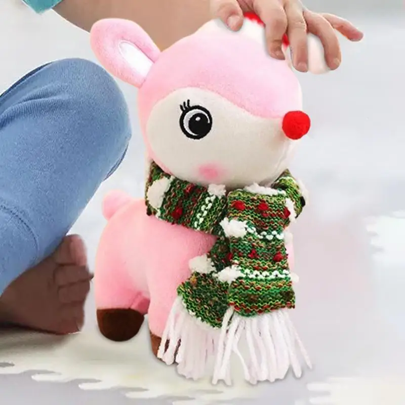 Animal relleno de ciervo de Navidad, juguete de peluche de alce de 18CM, juguete de peluche de alce abrazable, sombrero de Navidad suave, peluches de alce con