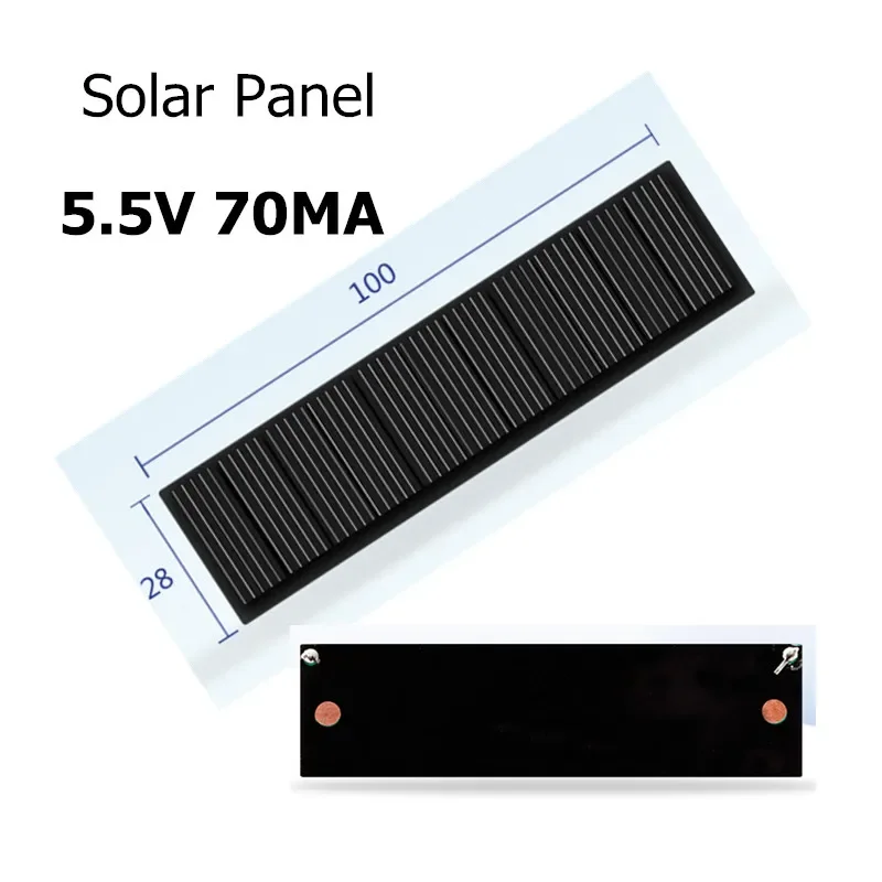 Mini 1PC  5.5V Mono/Poly Solar Panel Epoxy Board 50mA 60mA 100mA 110mA 200mA 350mA DIY Solar Cells for Battery Power Charger