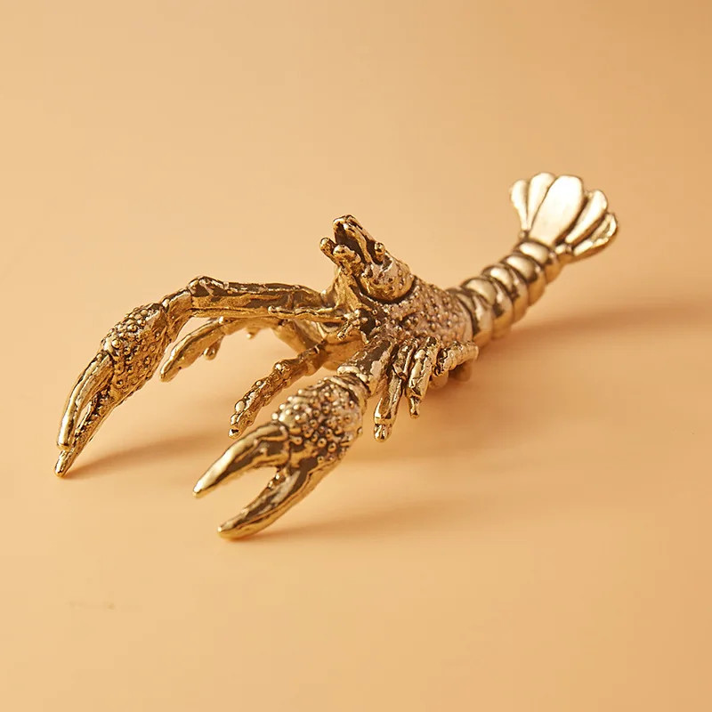 Pure Brass Copper Lobster Desktop Ornament Vintage Decoration Handmade Craft M63
