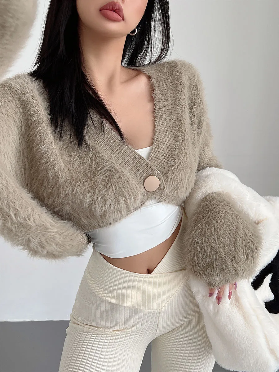 

Liviahome утягивающий кардиган свободного покроя с глубоким v-образным вырезом, женский длинный свитер с ленивым мехом Sve ort Top Street Sle, вязаный свитер