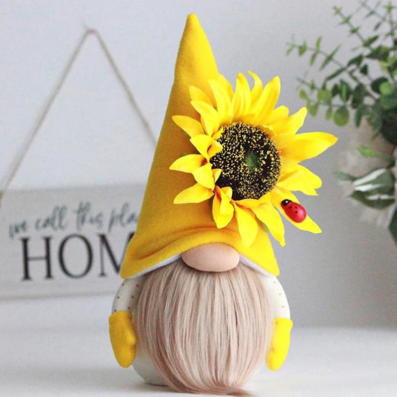 Bee Gnome Spring Sunflower Doll Decor, Handmade Bumble Plush Faceless Doll Ornaments Bedroom Desktop Gnomes Ornaments