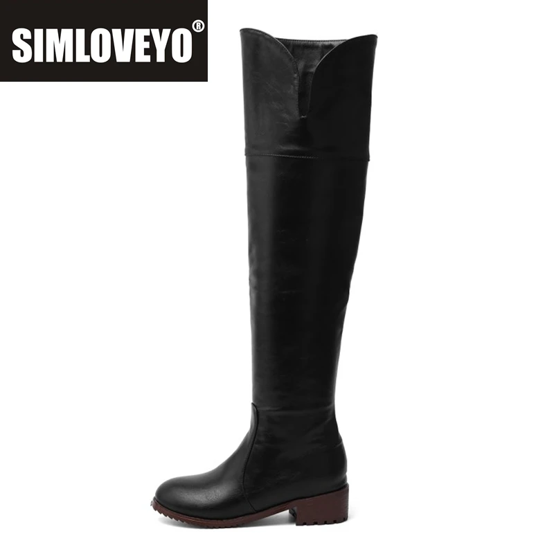 

SIMLOVEYO 2025 Women Over The Knee Boots Heels Long Boots Black Lady Shoes Big Size 44 45 46 Botine