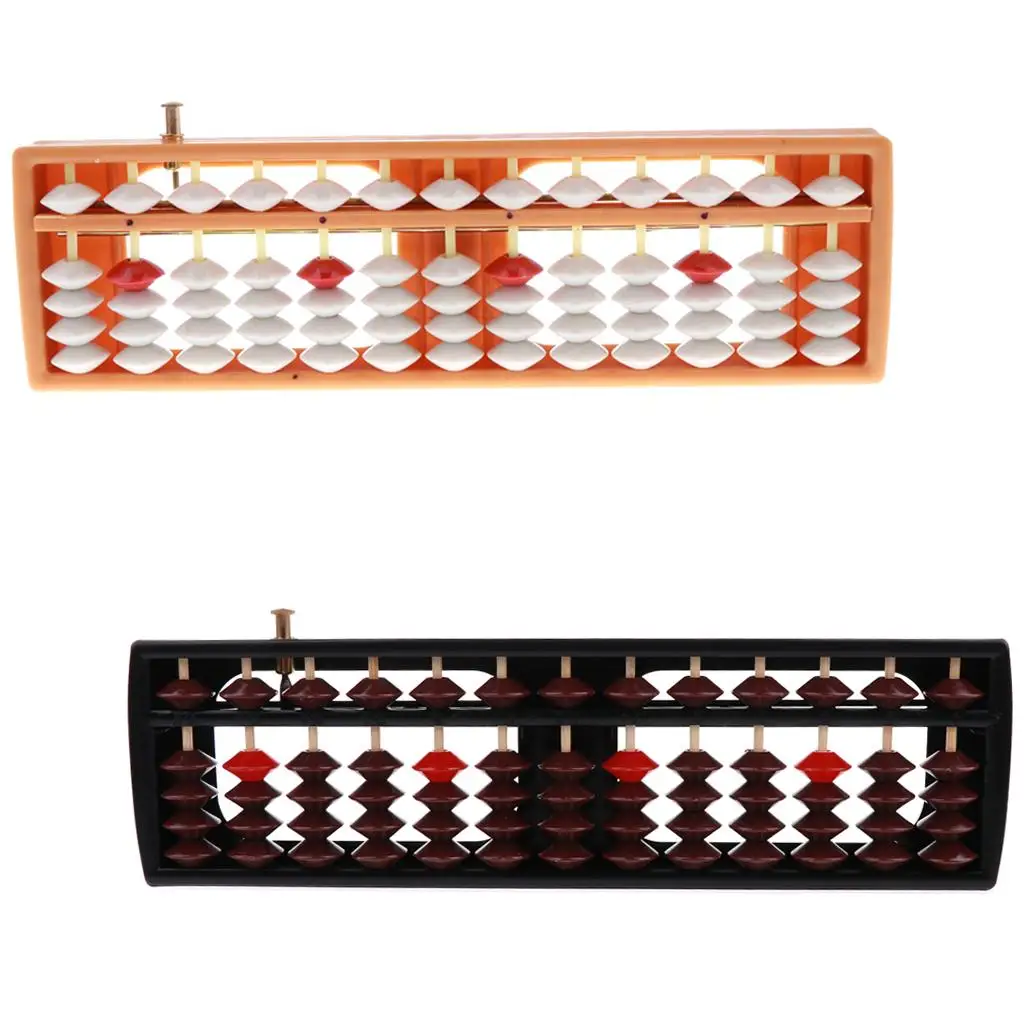 Japanese Soroban Style 13 Rods 5 Beads Plastic Abacus Arithmetic Math Ancient Calculator Number Counting Toy Orange