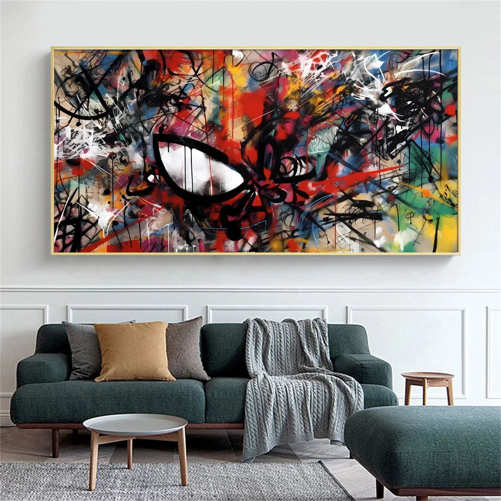 

MINISO Spiderman Abstract Art Print Street Graffiti Style Canvas Poster Abstract Superhero Wall Art for Kids Room Nursery Decor