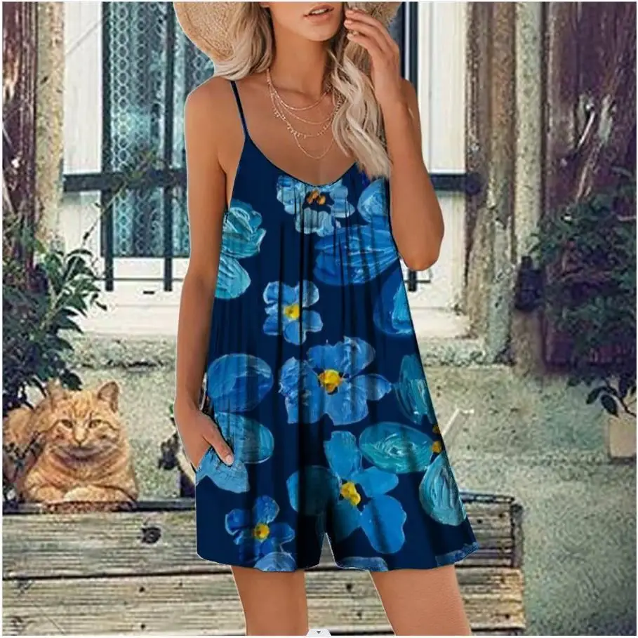 Summer New Digital Print Loose Casual Bib Overalls orts One-Piece Suit Women's Faion Ultra-Thin Five-Quarter Pants