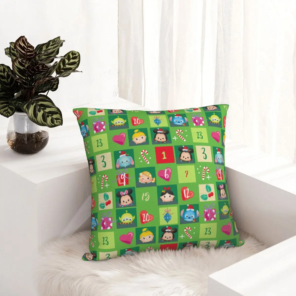 Minnie Mickey Mouse Christmas Pillowcase Double-sided Printing Polyester Cushion Cover Decor Pillow Case Cover Home Zipper 18''