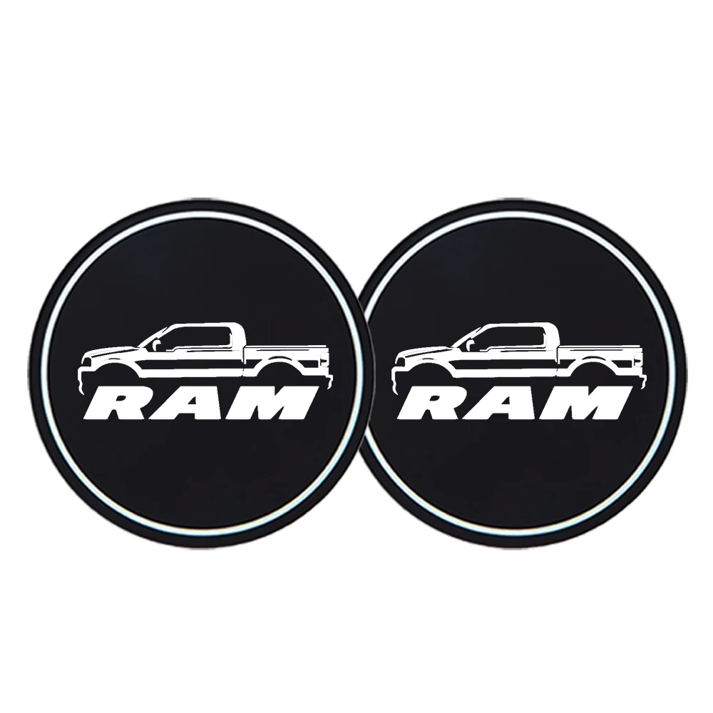 2Pcs Car Coasters Water Cup Slots Non-Slip Mat Waterproof Water Cup Mat Drink Pad For  Dodge Ram 1500 2500 3500 Car Accessories