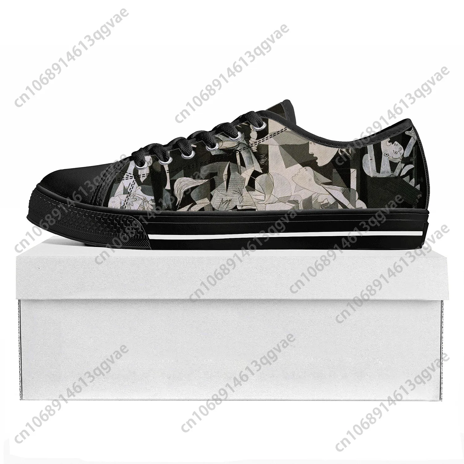 Picasso Famous Oil Paint Guernica Low Top High Quality Sports Shoes Men Ladies Teenagers Canvas Shoes Couple Shoes Custom