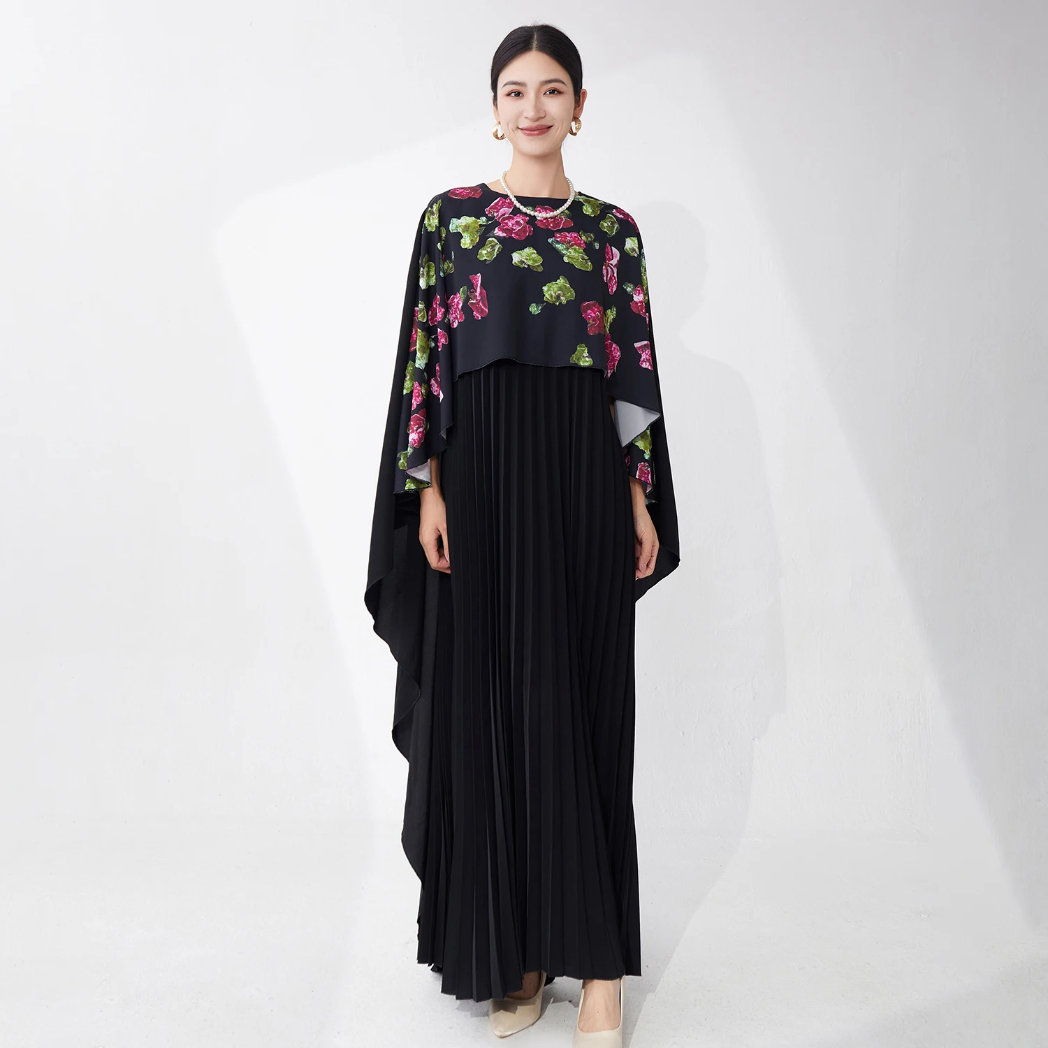 2025 Latest Design Women's Fashion Dress Summer High Quality Printed Loose Large Size Irregular Miyake Pleated Dress