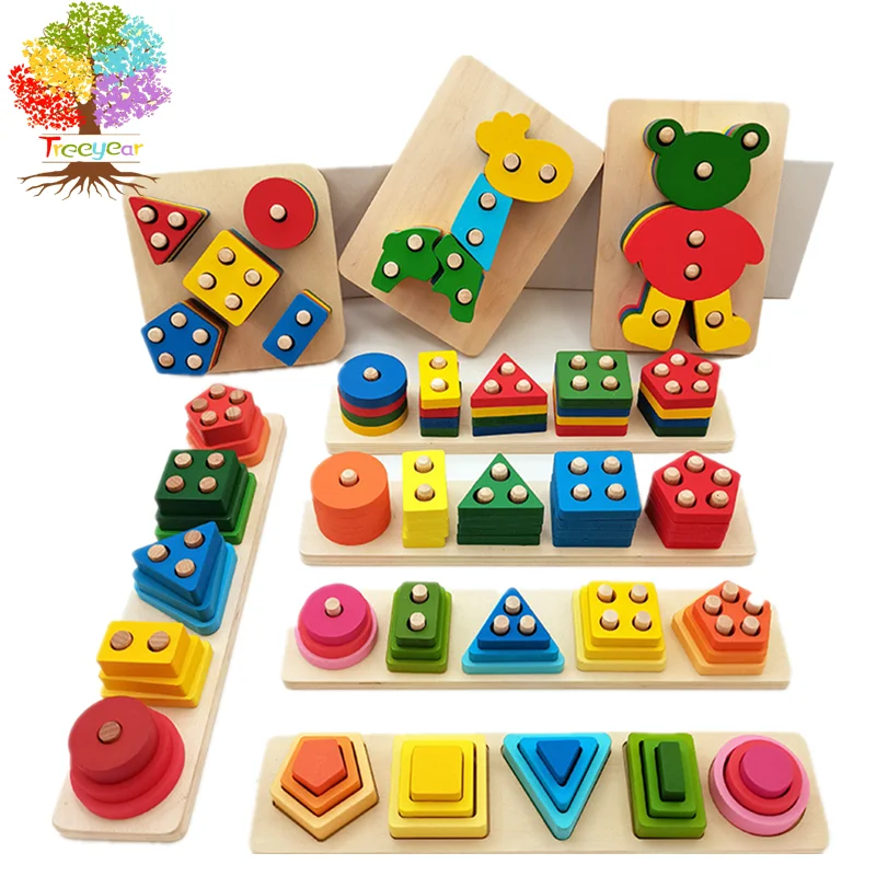 Wooden Sorting & Stacking Toys for Baby Toddlers,Educational Shape Color Sorter Preschool Kids Gifts