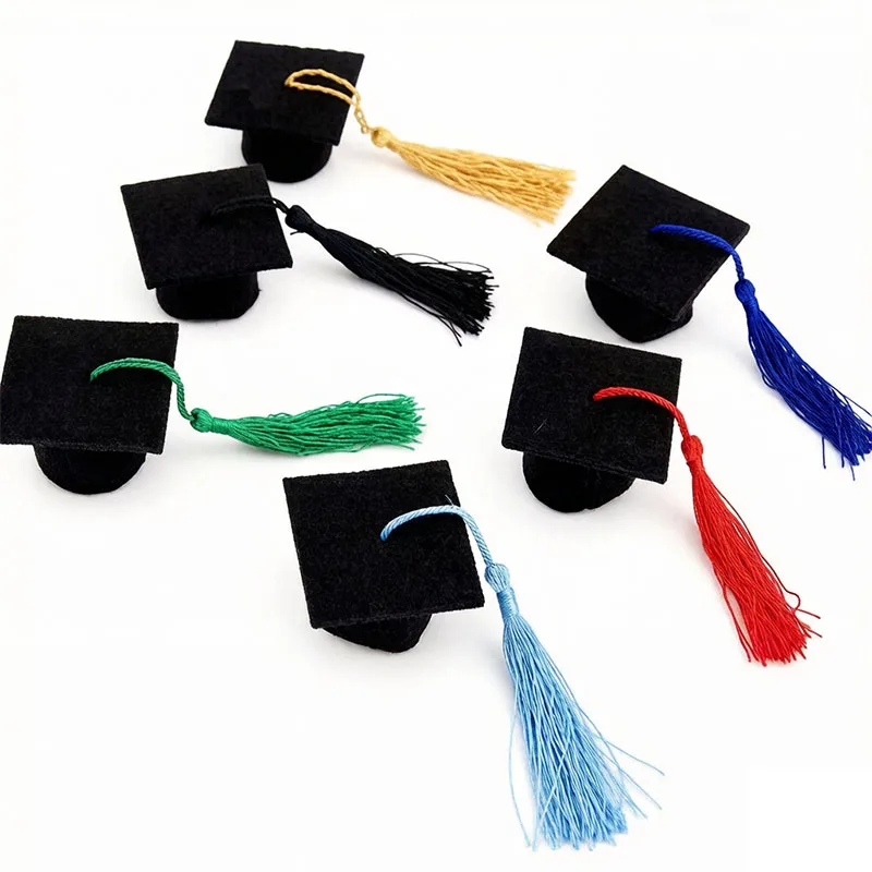 

20pcs Graduation Cap Wine Bottle Toppers Covers Cupcake Decor Hat with Tassel Graduation Party Favors Gift