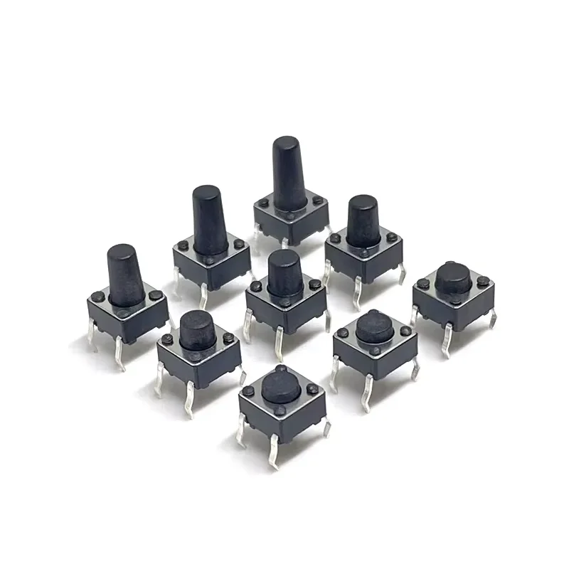 50Pcs 6x6mm Tactile Tact Mini Push Button Switch PCB Panel Momentary DIP 4 Pin Self-Reset Switch 6*6*4.3/5/6/7/8/9/10/11/12/13MM