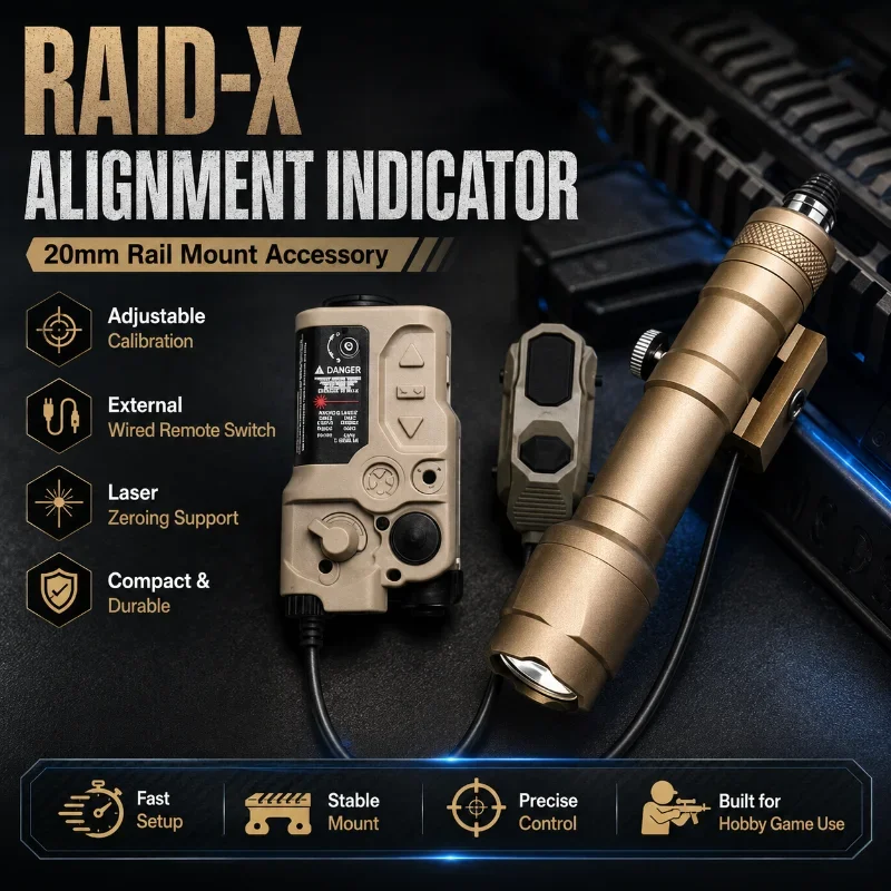 RAID-X Hobby Game Alignment Indicator Adjustable Calibration With External Wired Remote Switch 20mm Rail Mount Accessory