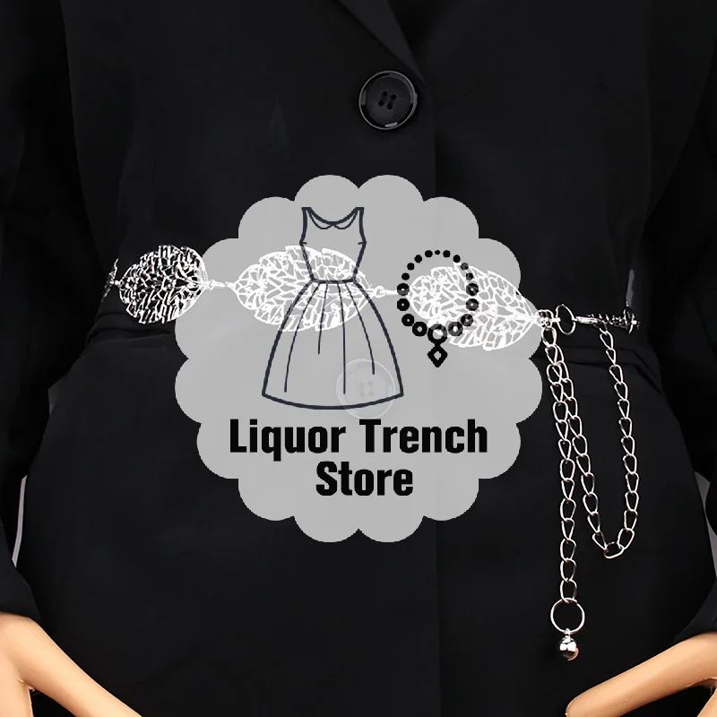 Fashion Simple Openwork Leaf Decorated Chain Belt Thin Waist Chain Ladies Decoration Waistband Dress Metal Jewelry Accessories
