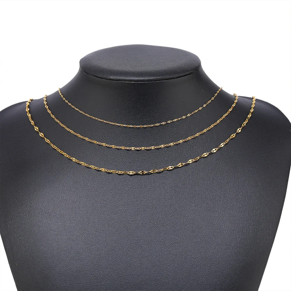 2 Meters 18K Gold Plated Stainless Steel Flat Oval Cable Chains for Girl Bracelet Necklace Supplies DIY Jewelry Making Wholesale image 4