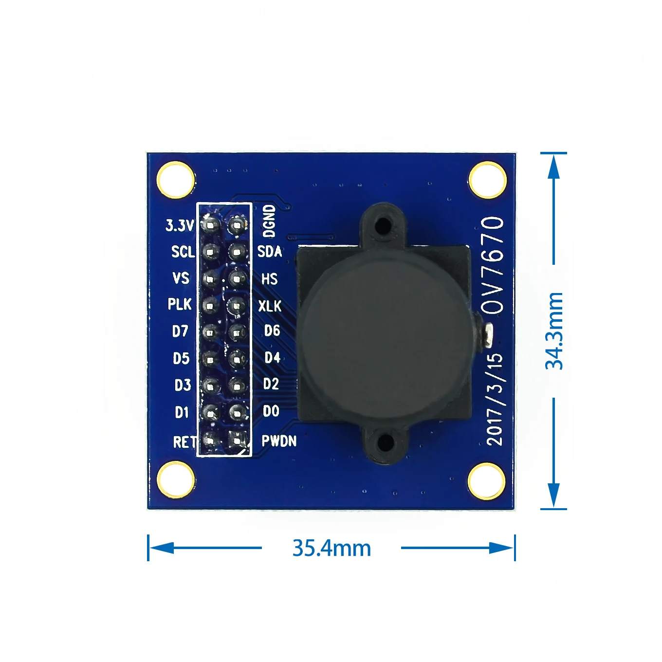 OV7670 Camera Module Suporta para Arduino, Auto Exposure Control, Active Size 640X480, VGA CIF