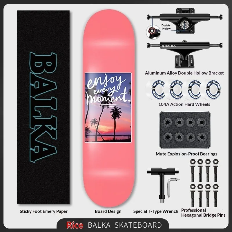 Skateboard Cruiser Complet Portable Léger Plateau en Érable Roulement Fluide Roulements ABEC Roues en PU Lumières LED Enfants Adolescents Rose