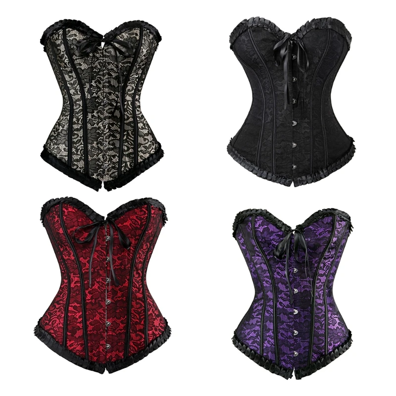 

Corsets And Bustiers Tops Sexy Women Brocade Corset Vintage Corselet