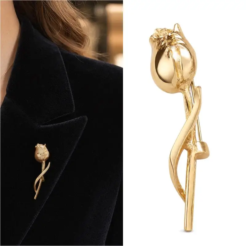 Fashion Tulip Flower Brooches For Women Men Party Suit Coat Brooch Lapel Pin Gifts Clothing Jewelry
