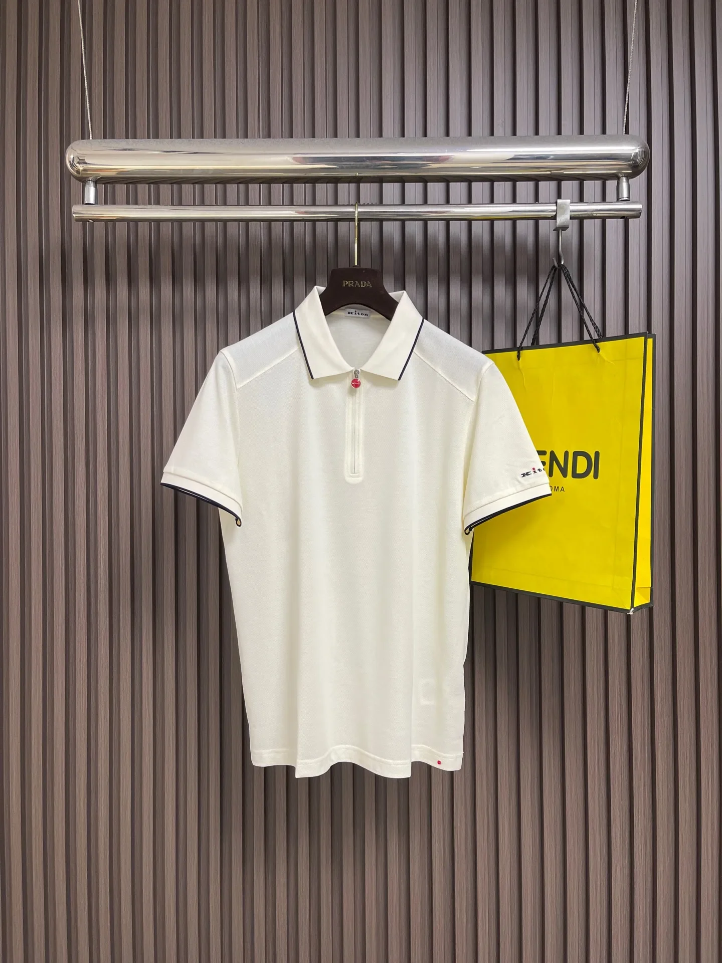 Kiton 2026ss Spring/Summer New Men's Half Zipper Pullover Short Sleeve Knitted POLO Shirt