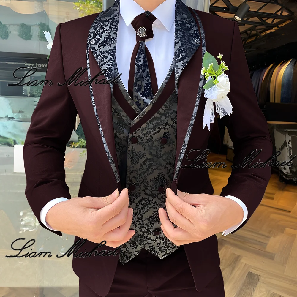 Beige 2024 Men\'s Suit 4-piece Set Wedding Groom Tuxedo Customized Party Dress Elegant Men\'s Suit XS-5XL