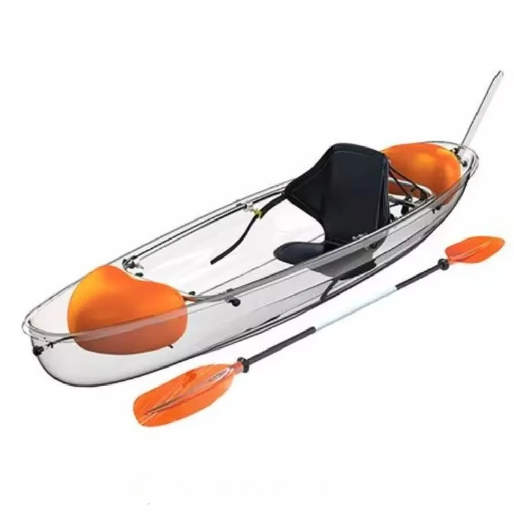 Kayak de Cristal Hecho de PC, Ligero y Plegable para Deportes Acuáticos al Aire Libre, Pesca Ecológica y Ocio en Lagos