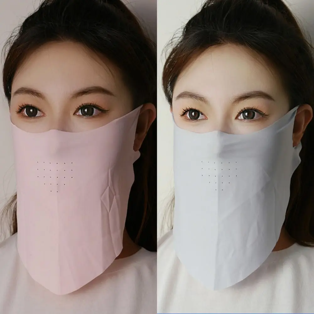 Masker pelindung terik matahari, syal wajah pelindung UV warna Solid, penutup pembungkus leher tahan matahari, syal wajah musim panas