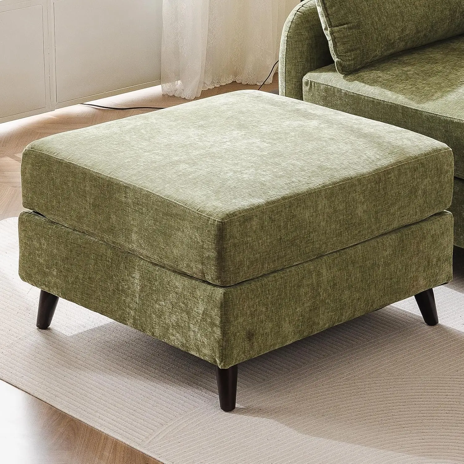 Oversized Accent Chair Ottoman with Storage, Green, Customized