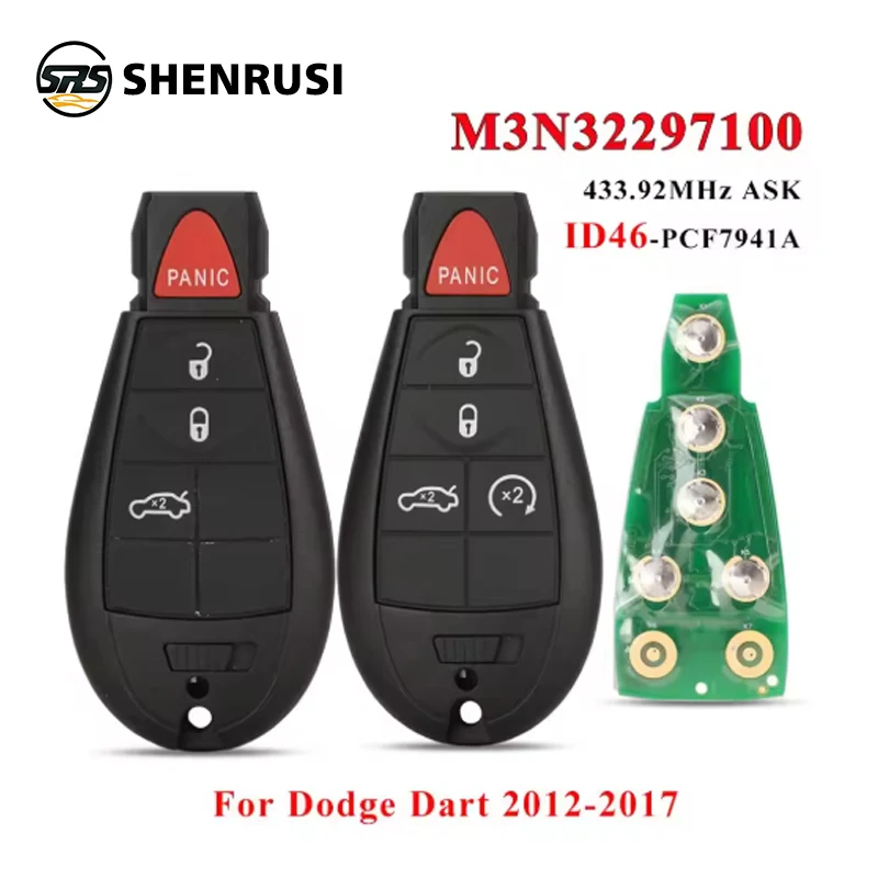 

SHENRUSI M3N32297100 Fobik дистанционный ключ для Dodge Dart 2012 2013 2014 2015 2016 2017 433 МГц ID46 PCF7941 автомобильный брелок 56046773AA