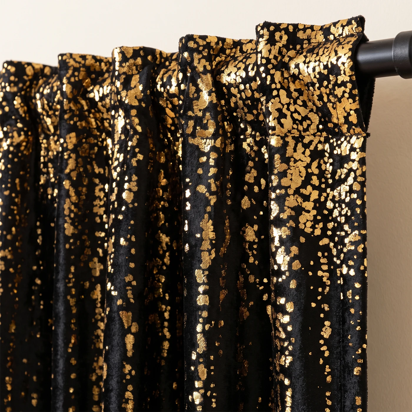 2PCS Velvet Blackout Curtains, Gradient Golden Foil Print, Christmas Window Drapes For Living Room Bedroom, Housewarming Present