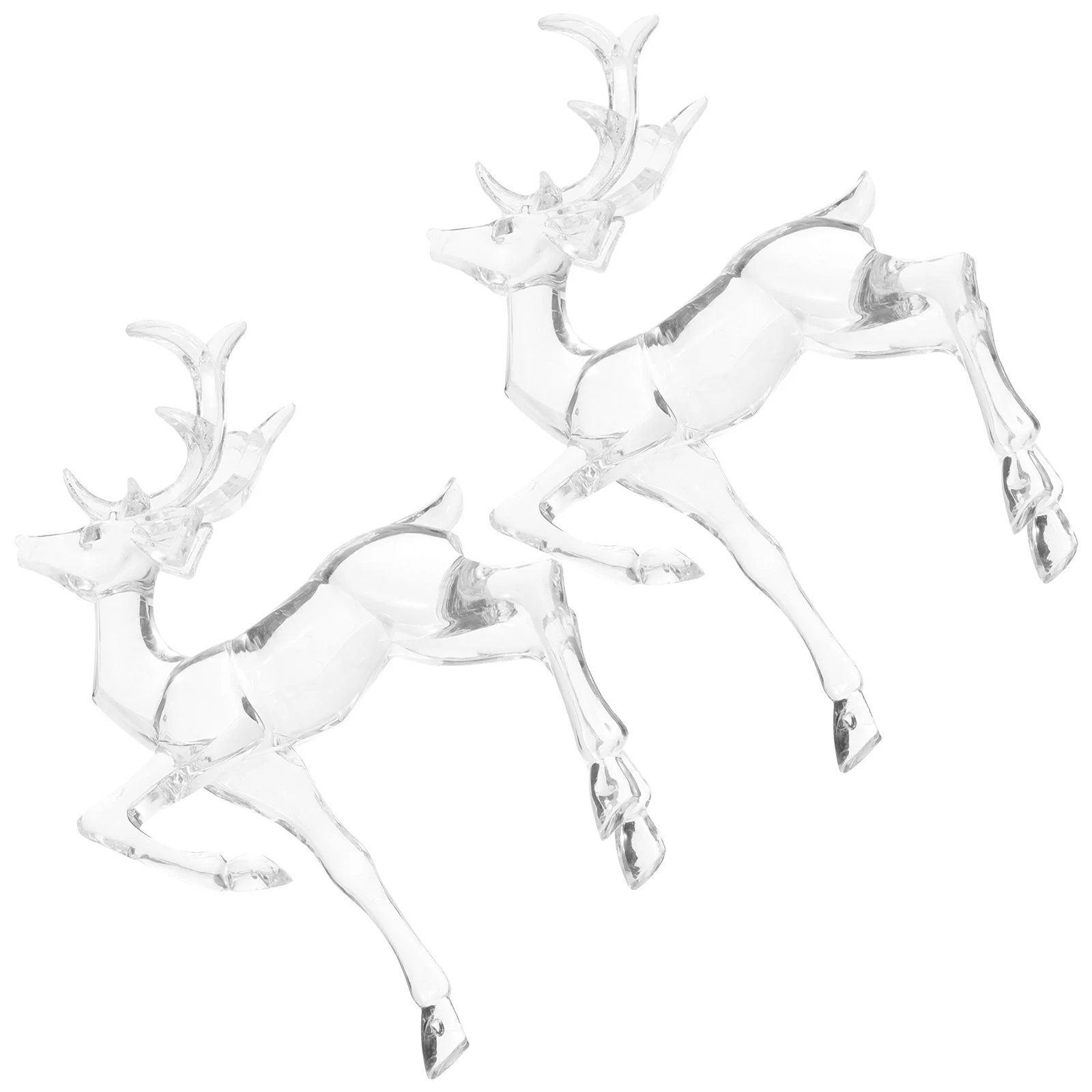 2 Pcs Transparent Standing Reindeer Christmas Pendant Home Ornaments Decorations 2pcs Holiday Sculpture Party Figurines Office