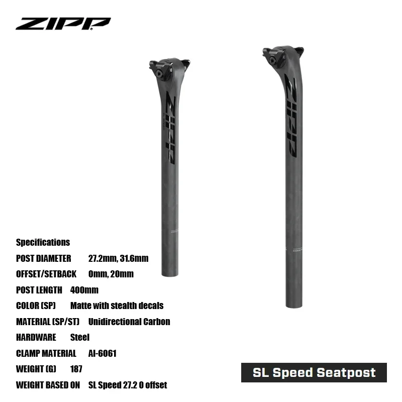 

SRAM ZIPP SL Speed Seatpost Unidirectional Carbon Updated distinctive Zipp cosmetics 27.2, and 31.6mm in 400mm length