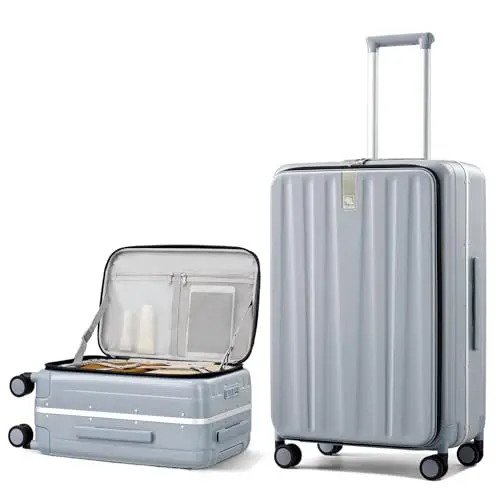 

Hanke 26 Inch Large Checked Luggage PC Hard Shell Luggage Top Opening Travel Luggage Suitcases with Wheels for Woman Men.(Grey)