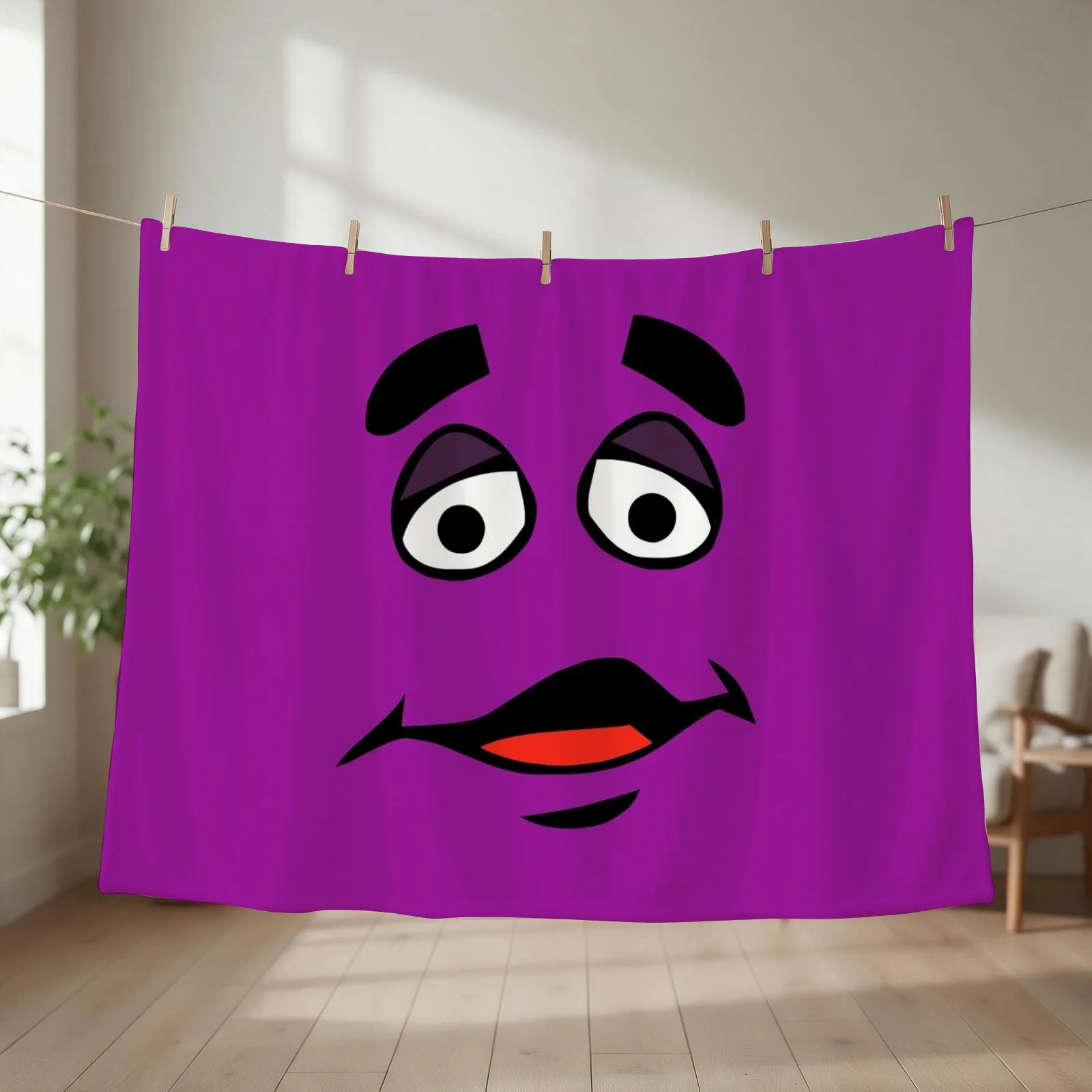 Grimace Cartoon Design - Transparent Background Throw Blanket Flannel Fabric decorative Bed Fashionable Picnic Blankets