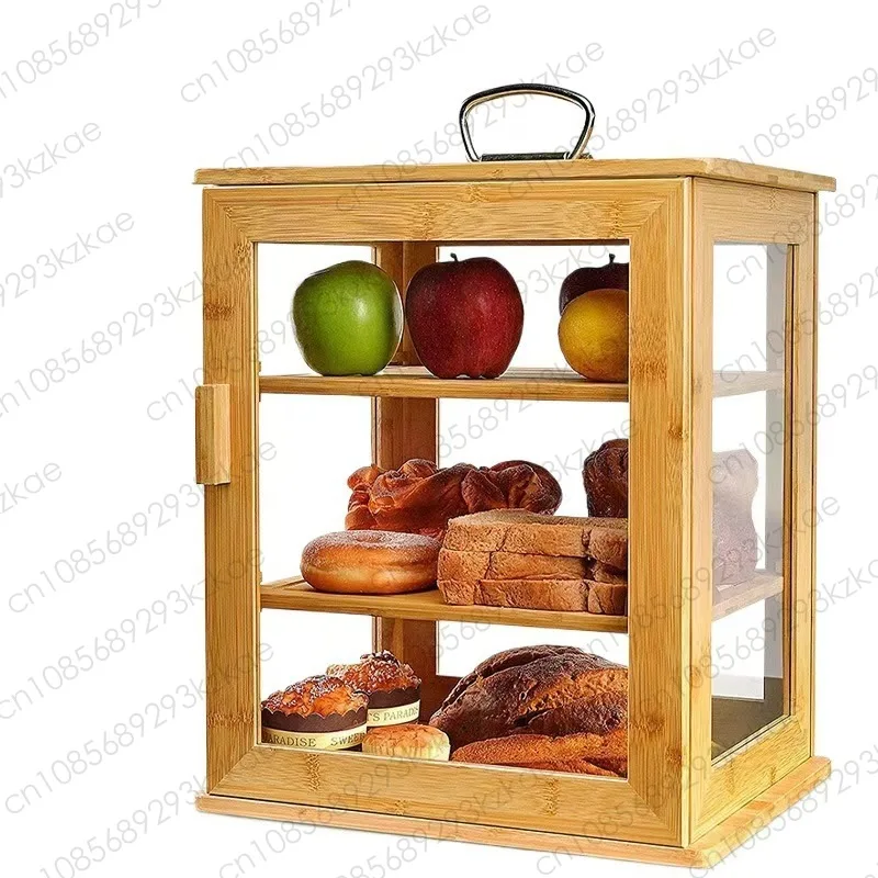 Household Bamboo and Wood Storage Box Bamboo Bread  Three-layer Bamboo Bread  Portable Storage Box