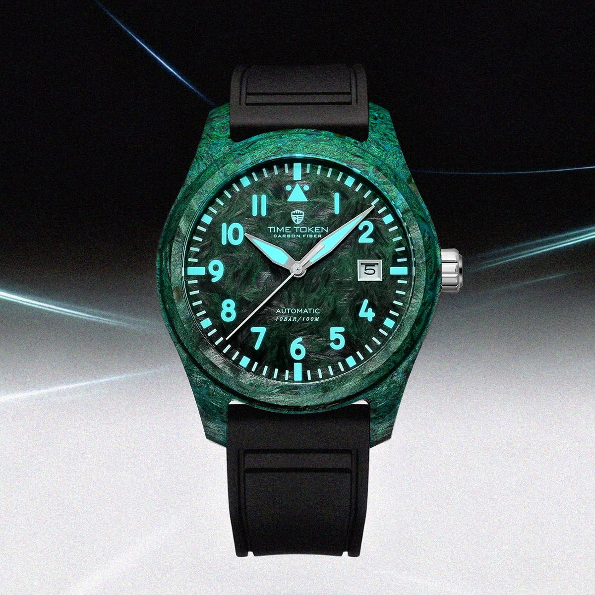 NEW Ultra Light Luminous Carbon Fiber2.0 T537 Automatic Mechanical Men's Watch Japan MIYOTA 8215 Movement Calendar Waterproof