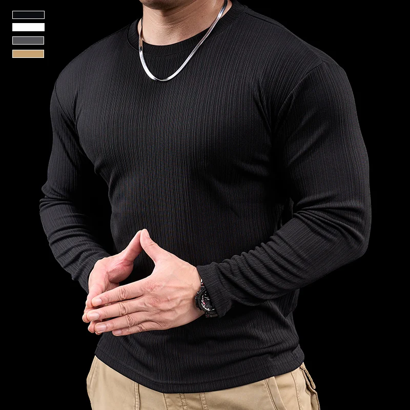 Men's Sports Gym Tops Running Jogging Training Clothes Autumn and Winter Long Sleeve T-Shirt Clothes Muscle Tight Tee image 5