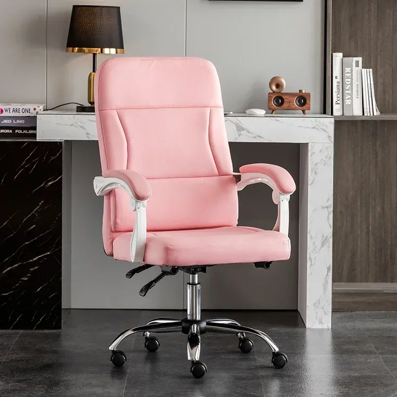 Chaise de Bureau Confortable en Cuir, Meuble Ergonomique, Réglable et Simple