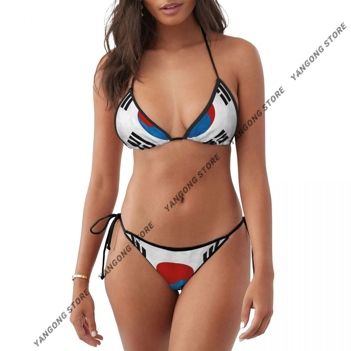 

Women Bikini Sexy Swimwear Flag Of South Korea Swimsuit Thongs Bathing Suits Beachwear Summer Brazilian Biquini