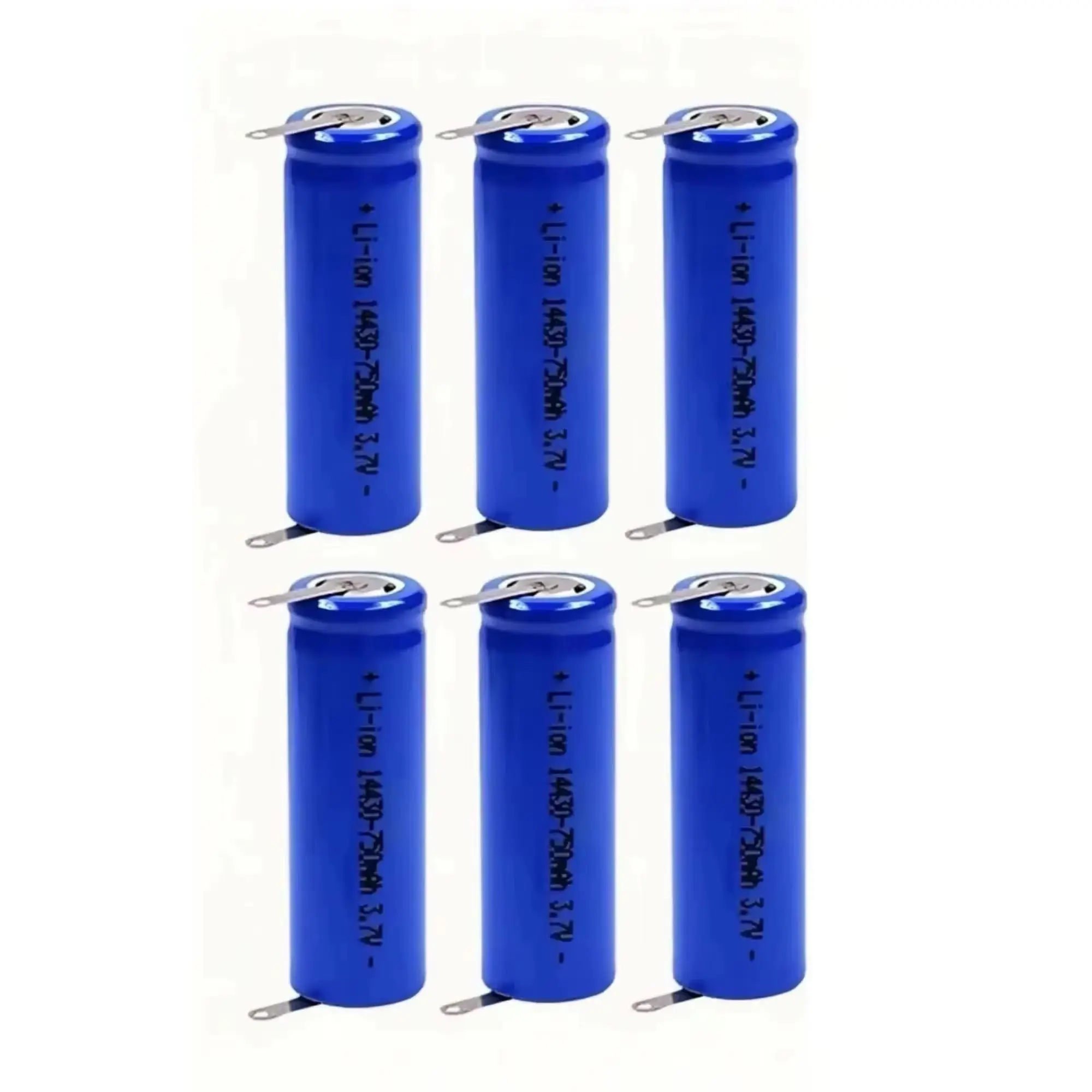 

6 шт. 14430 3.7V 750mAh перезаряжаемые литиевые аккумуляторы с выводами для пайки для игрушек, фонариков, бритв, массажеров, распылителей, цифровых камер